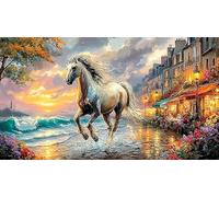 Blue-maned-horse-galloping-through-stormy-sky Puzzle for Adults Kids 1000 Pieces Challenging Puzzles Fun Present & Activity for Home Recycled Paper for Decompression and Wall Decor 70x50/1000pcs