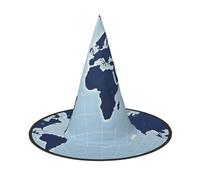 Blue Map Of The World Halloween Witch Hats 3 Pcs, Witches Hat Mens Womens Floating Hats Costume Accessories Indoor Outdoor Halloween Decorations For Porch Yard Indoor Outdoor Decor Party Supplies