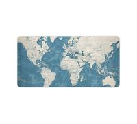 Blue Map of The World Mouse Pad Non-Slip Rubber Base Desk Protector Mat Waterproof Desk Pad Extended Large Gaming Keyboard Mat for Office Work Home Desktop Accessory