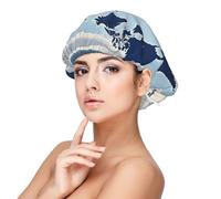 Blue Map Of The World Satin Bonnet Silk Bonnet, Hair Bonnet For Sleeping, Soft Double Layer Silk Sleeping Cap Hair Wrap For Women Natural Curly Braided Long Hair