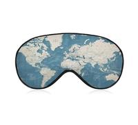 Blue Map of The World Sleep Mask Light Block-Out Eye Mask for Side Sleeper Pressure-Free Soft Night Blindfold with Adjustable Strap Breathable Sleep Eye Cover for Travel