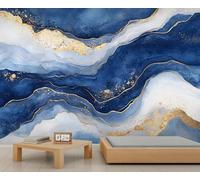 Blue Marble 3D Wallpaper, White Marble Wall Mural, Agate Patterns Murals for Renters Living Room Bedroom Corridor TV Background Decor - 350x256cm