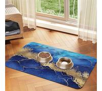 Blue Marble Abstract Gold,Waterproof Pet Feeding Mat,PU Leather Placemats for Cat Dog Water Bowl,Food Mats,40x60cm