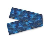 Blue Marble decorative red table runner, 13x70inches, gold decorations for party reusable dining table decor camino de mesa elegantes para comedor 70" Long
