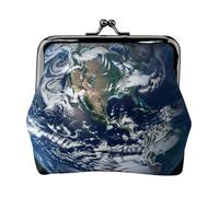Blue Marble Earth Coin Purse for Women, Small PU Leather Change Purse with Kiss Lock, Vintage Coin Wallet Card Holder, Mini Coin Pocket Pouch Change Holder for Travel, Party