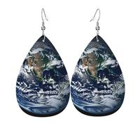 Blue Marble Earth Leather Earrings Dangle Drop for Women Lightweight Teardrop Dangle Earrings Jewelry Fashion Pendant and Valentine Birthday Party Gift