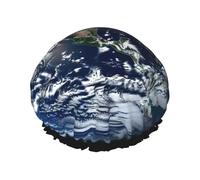 Blue Marble Earth Shower Cap for Women Double Layers Thick Hair Caps Reusable Waterproof Bath Caps with Elastic Band Hair Hat Washable Shower Hat for Men Women Spa Salon