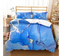 Blue Marble Gilded Print Duvet Cover Abstract Watercolor Marbling Texture Bedding Modern Tie Dye Art Comforter Cover for Kids Boys Girls Adult Bedroom Decor 3Pcs (Colour 9,King:220x240cm(3Piece))