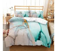 Blue Marble Gilded Print Duvet Cover Abstract Watercolor Marbling Texture Bedding Modern Tie Dye Art Comforter Cover for Kids Boys Girls Adult Bedroom Decor 3Pcs (Colour 8,Single:135x200cm (3Piece))