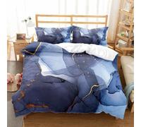 Blue Marble Gilded Print Duvet Cover Abstract Watercolor Marbling Texture Bedding Modern Tie Dye Art Comforter Cover for Kids Boys Girls Adult Bedroom Decor 3Pcs (Colour 5,Double:200x200cm(3Piece))