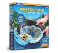 Blue Marble Gold Panning Kit for Kids - Kids Gold Mining Kit, Learn to Pan for Gold, Includes Pay Dirt with Real Pyrite Specimens, Reusable Gold Panning Pan, Vial, Tweezers & More, Prospecting Kit