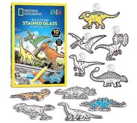 Blue Marble National Geographic Kids Stained Glass Kit - Glow in The Dark Dinosaur Toys, Kids Arts and Crafts Set, Window Sun Catchers, Kid Crafts Ages 4-8, Window Art Craft Kit, Suncatcher