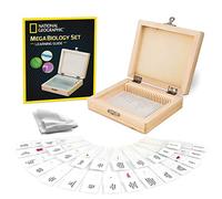Blue Marble National Geographic Mega Biology Set, Professional Grade Specimens, 25 Prepared Microscope Slides and Cedar Wood Organization Box