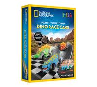 Blue Marble National Geographic Pull Back Dinosaur Race Cars Craft Kit - Paint 3 Dinosaur Racecars with 6 Paint Colors Dinosaur Toys for Kids Kids P