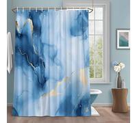 Blue Marble Shower Curtain with 12 Hooks Abstract Modern Art Waterproof Fabric Shower Curtains Sets for Bathroom Bath Decorations, Machine Washable, 72"x96"