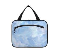 Blue Marble Texture Chic Hanging Hanging Travel Toiletry with Hook, Designer Fashion Tote Bag for Womens Camping bolso de maquillaje para Mujer L