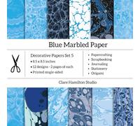 Blue Marbled Paper: Decorative Papers for Crafting and DIY Projects Set 5