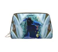 Blue Marine Life Print Makeup Bag, Cosmetic Bag,Women Pu Leather Cosmetic Bags with Wrist Strap Travel Toiletry Pouch Makeup Bag