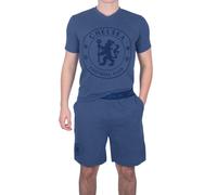 Chelsea FC Mens Pyjamas Short Loungewear OFFICIAL Football Gift Blue Marl Medium