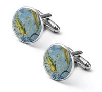 Blue Marlin Fish Jumping Cuff Link Shirt Mens Cufflink Alloy Round Tuxedo Cufflinks for Wedding Groomsmen Gifts