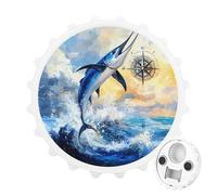 Blue Marlin Fish Magnetic Beer Bottle Opener Funny Fridge Sticker for Refrigerator Decor White-Style