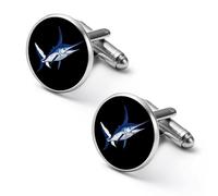 Blue Marlin Fish Mens Classic Cufflinks Custom Shirt Cuff Links Jewelry Accessories for Business Wedding 0.7" 0.8"