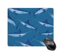 Blue Marlin Fish Mouse Pad Square Non Slip Mouse Mat Portable Design for Desktop Laptop