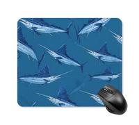 Blue Marlin Fish Mouse Pad Square Non Slip Mouse Mat Portable Design for Desktop Laptop