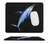 Blue Marlin Fish Mousepad with Stitched Edges