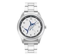 Blue Marlin Fish Personalized Quartz Watch Stainless Steel Wrist Watches with Arabic Numerals for Men Women
