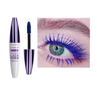 Blue Mascara,5D Silk Fiber Eyelash Volume with Soft Brush, Lash Sensational Volumizing,Long-Lasting Waterproof No Smudge with False Lash Effect(White Tube-Blue)