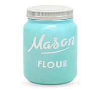 Blue Mason Jar Flour Container - Decorative Flour Canister Mason Jars - Kitchen Food Storage Jars with Lids - Ceramic Container for Rustic Farmhouse Kitchen Canisters - Airtight Jar for Baking Bread