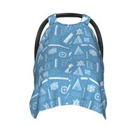 Blue Math Illustration Print Baby Car Seat Covers, Breathable Nursing Cover Breastfeeding Cover, Stroller Covers, Multi-use Infant Carseat Canopy, Baby Boys Girls Newborn Essentials