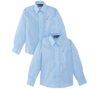 Blue Max Banner Boy's Twin Pack B Long Sleeve School Shirt, Blue, 15.5" Collar