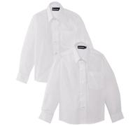 Blue Max Banner Boy's Twin Pack B Long Sleeve School Shirt, White, 16" Collar