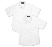 Blue Max Banner Boy's Twin Pack B Short Sleeve School Shirt, White, 12" Collar