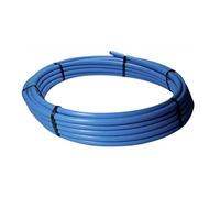 Blue MDPE Plastic Water Mains Pipe 25MM X 50M ROLL WRAS Approve (25MM X 50M)