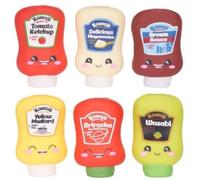 Blue Meadow Bargain Bundles Kawaii Kuties Plush, Dumpling Sensory Squishies & More - Sensory Squishy 3" 9cm Sauces Complete Set of 6