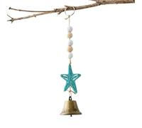Blue Mediterranean Bell Pendants Wood Starfish Wind Chimes Pendant Window Hanging Bells Beach Party Home Patio Decor