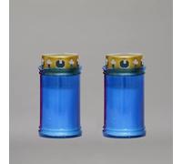 Blue Memorial Candles - Pack of 2 | Sanctuary, Church & Graveside Candles | Weatherproof Outdoor Candle with Lid - Rainproof & Wind-Resistant Design for Graves and Vigils