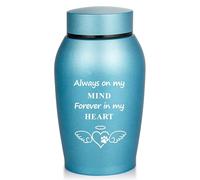 Blue Memorial Cremation Urn with Angel Wings, Halo & Paw Print - Keepsake for Dog, Cat Ashes | Holds up to 50 lbs