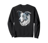 Blue Merle Border Collie Floral Portrait Sweatshirt