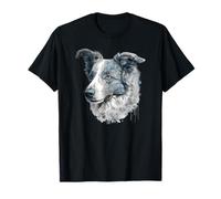 Blue Merle Border Collie Floral Portrait T-Shirt