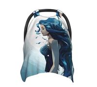 Blue Mermaid Baby Car Seat Canopy Cover, Multi Use Breathable Nursing Breastfeeding Covers for Mom Soft Stroller Sun Shade Newborn Shower Gift