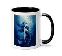Blue Mermaid Ceramic Coffee Mug with Handle 11 Ounces, Porcelain Mug Coffee Cup Tea Mug Water Cup Ideal for Coffee,Tea,Latte,Cappuccino,Microwave & Dishwasher Safe Unique Gift Cup