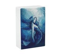 Blue Mermaid Cigarette Case, Plastic Waterproof Shockproof, Airtight Push Open Cigarette Box, Capacity King Size Cigarette Holder, Portable Cigarette Container for Outdoor Travel Camping Office