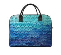 Blue Mermaid Fish Scale Laptop Tote Bag Casual Travel Handbag Multi Pocket Shoulder Bags for Work Travel