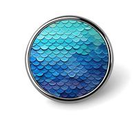 Blue Mermaid Fish Scale Round Badge Personalized Metal Lapel Pin Badges Fit Clothing Bags Hat Humorous Printed Brooch Badge Party Decorations Accessories for Men Women