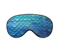 Blue Mermaid Fish Scale Travel Eye Mask Blackout Eye Mask for Sleeping Airplane Eyemask with Adjustable Strap Sleep Masks for Women Men Soft Night Blindfold Eyemask