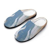 Blue Mermaid On Wood Men's Cotton Slippers | Cozy Slip on Slippers Memory Foam Warm House Shoes for Indoor Outdoor